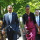 President Barack Obama and first lady Michelle Obama with their daughters Sasha (L) and Malia (R) walk across Lafeyette Square from the White House for Easter Service at St John's Episcopal Church April 8, 2012 in Washington, D.C.
MANDEL NGAN/AFP/Getty Images